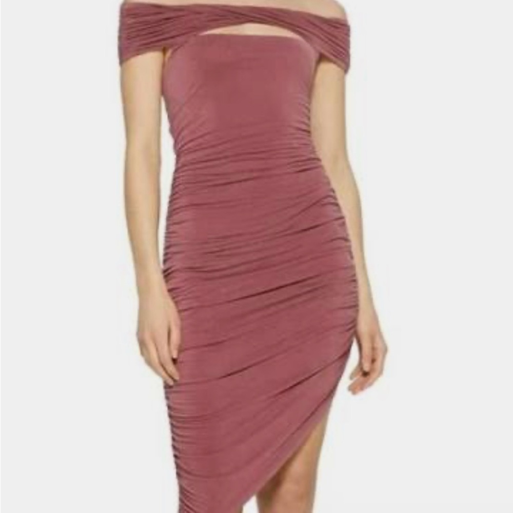 Jonathan Simkhai Divya Asymmetrical Ruched Dress - Mauve
